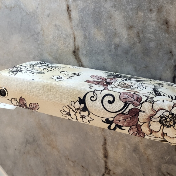 Floral Women Long Wallet Clutch Double Zip Wristlet Beige White Brown Flowers - Picture 4 of 6